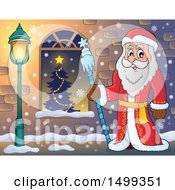 Poster, Art Print Of Father Frost Or Santa Claus By A Window