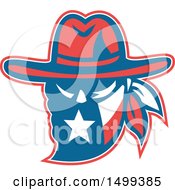 Retro Texan Outlaw Wearing A Bandana And Cowboy Hat