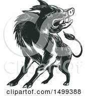 Poster, Art Print Of Sketched Angry Wild Boar