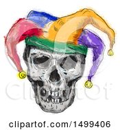 Poster, Art Print Of Laughing Court Jester Skull On A White Background