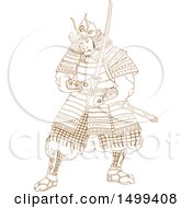 Poster, Art Print Of Sketched Samurai Warrior Holding A Katana Sword