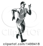 Clipart Of A Sketched Male Athlete Speed Walking Or Race Walking Royalty Free Vector Illustration