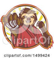 Karate Sloth Mascot Punching
