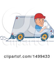 Male Delivery Driver In A Van