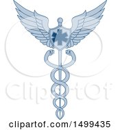 Poster, Art Print Of Caduceus With Snakes And Winged Emt Star Shield