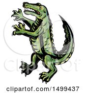 Poster, Art Print Of Rampant Crocodile Or Alligator On A White Background