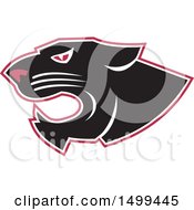 Poster, Art Print Of Roaring Black Panther Head With A White And Red Outline