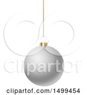 Clipart Of A 3d Suspended Gray Christmas Bauble Royalty Free Vector Illustration