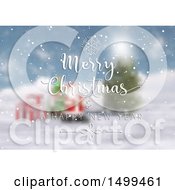 Clipart Of A Merry Christmas And A Happy New Year Design Over A Blurred Background Royalty Free Vector Illustration