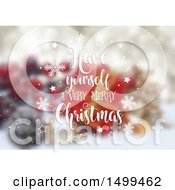 Clipart Of A Have Yourself A Very Merry Christmas Design Over A Blurred Background Royalty Free Vector Illustration