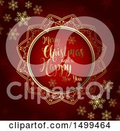 Poster, Art Print Of Merry Christmas And A Happy New Year Design In Gold And Red