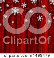 Poster, Art Print Of Red Wood And Snowflake Background