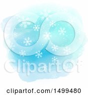 Poster, Art Print Of Watercolor And Snowflake Background