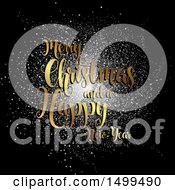 Poster, Art Print Of Merry Christmas And A Happy New Year Greeting Over Confetti On Black
