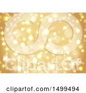 Clipart Of A Gold Flare And Star Background Royalty Free Vector Illustration