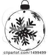 Clipart Of A Black And White Christmas Bauble Ornament With Snowflakes Royalty Free Vector Illustration