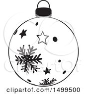 Poster, Art Print Of Black And White Christmas Bauble Ornament With Stars And Snowflakes
