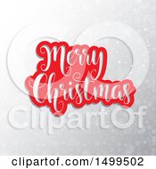 Poster, Art Print Of Red And Cut Out Merry Christmas Greeting Over A Gray Snowflake And Flare Background