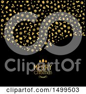 Poster, Art Print Of Gold Merry Christmas Greeting With Icons On Black