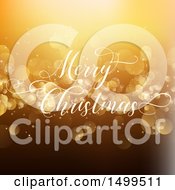 Clipart Of A Merry Christmas Greeting Over Golden Flares Royalty Free Vector Illustration