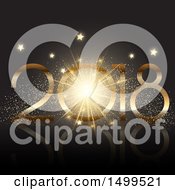 Poster, Art Print Of New Year 2018 Design With A Burst Stars And Confetti
