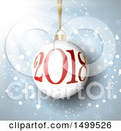 Poster, Art Print Of 3d New Year 2018 Bauble Ornament Over Blue