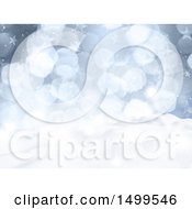 Clipart Of A 3d Winter Landscape With Snowy Hills Flares And Stars Royalty Free Illustration