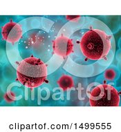 Poster, Art Print Of Background Of 3d Virus Cells On Blue