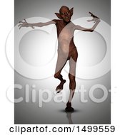 Clipart Of A 3d Demon Walking On Gray Royalty Free Illustration