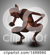 Poster, Art Print Of 3d Demon Crouching On Gray