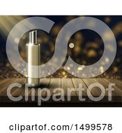 Clipart Of A 3d Perfume Bottle On A Wooden Table Over Flares Royalty Free Illustration
