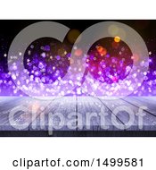 Poster, Art Print Of 3d Wooden Surface With Purple Flares And Stars