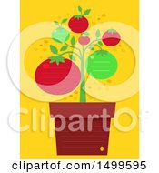 Poster, Art Print Of Potted Tomato Plant With Ruled Lines And Text Space