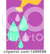 Poster, Art Print Of Watering Can And Droplets With Ruled Lines And Text Space