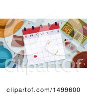 Poster, Art Print Of Calendar With Garden Tools And Seeds