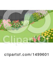 Poster, Art Print Of Landscaped Yard With Flower Gardens And Grass