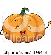 Clipart Of A Happy Pumpkin Character Mascot Royalty Free Vector Illustration