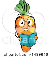 Poster, Art Print Of Happy Carrot Character Mascot Reading A Book
