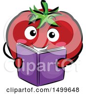 Poster, Art Print Of Happy Tomato Character Mascot Reading A Book