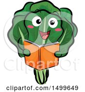 Poster, Art Print Of Happy Lettuce Character Mascot Reading A Book