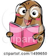 Poster, Art Print Of Happy Potato Character Mascot Reading A Book