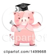 Poster, Art Print Of Graduate Piggy Bank Mascot Holding A Diploma