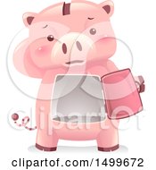 Piggy Bank Mascot Revealing A Dusty Empty Vault