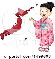 Clipart Of A Japanese Girl Presenting A Map Royalty Free Vector Illustration by BNP Design Studio
