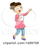 Clipart Of A School Girl Studying Her Script For Drama Class Royalty Free Vector Illustration by BNP Design Studio