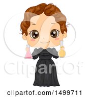 Cute Brunette Girl In A Marie Curie Costume