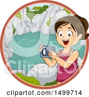 Girl Taking Pictures Of A Lagoon