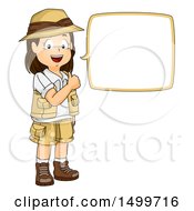 Poster, Art Print Of Girl Explorer Giving A Thumb Up And Talking