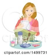 Poster, Art Print Of Mother Packing A Diaper Bag
