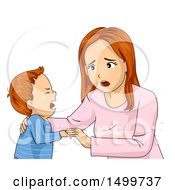 Clipart Of A Mother Comforting Her Crying Son After A Nightmare Royalty Free Vector Illustration
